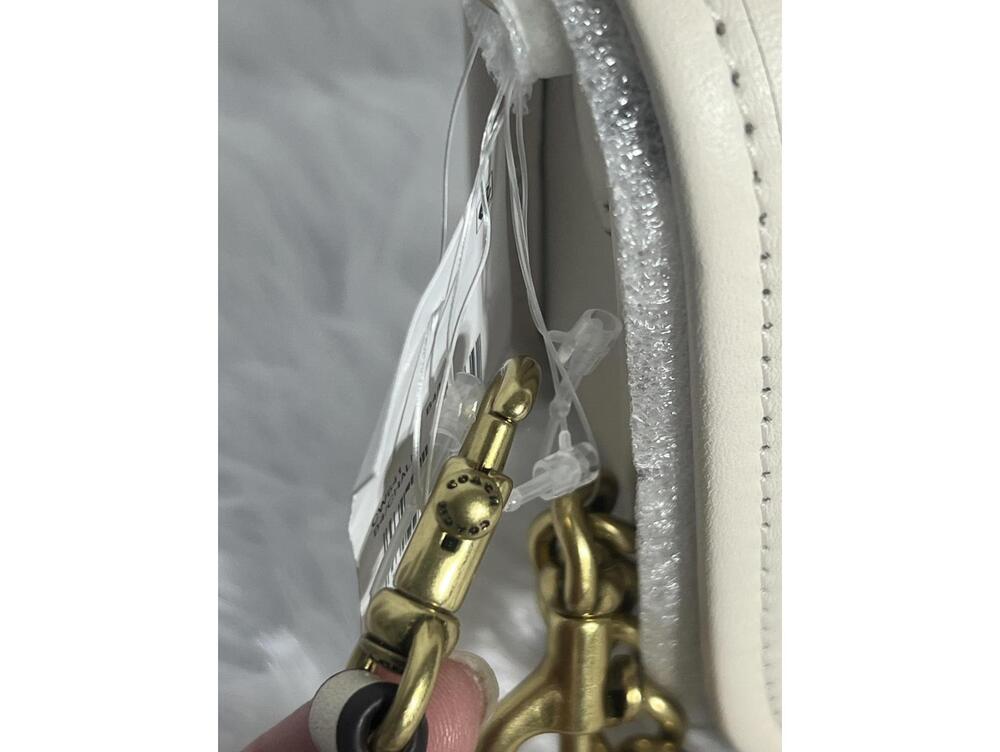 Coach Ivory Leather Crossbody Bag with Gold Chain Strap - Picture 9 of 12